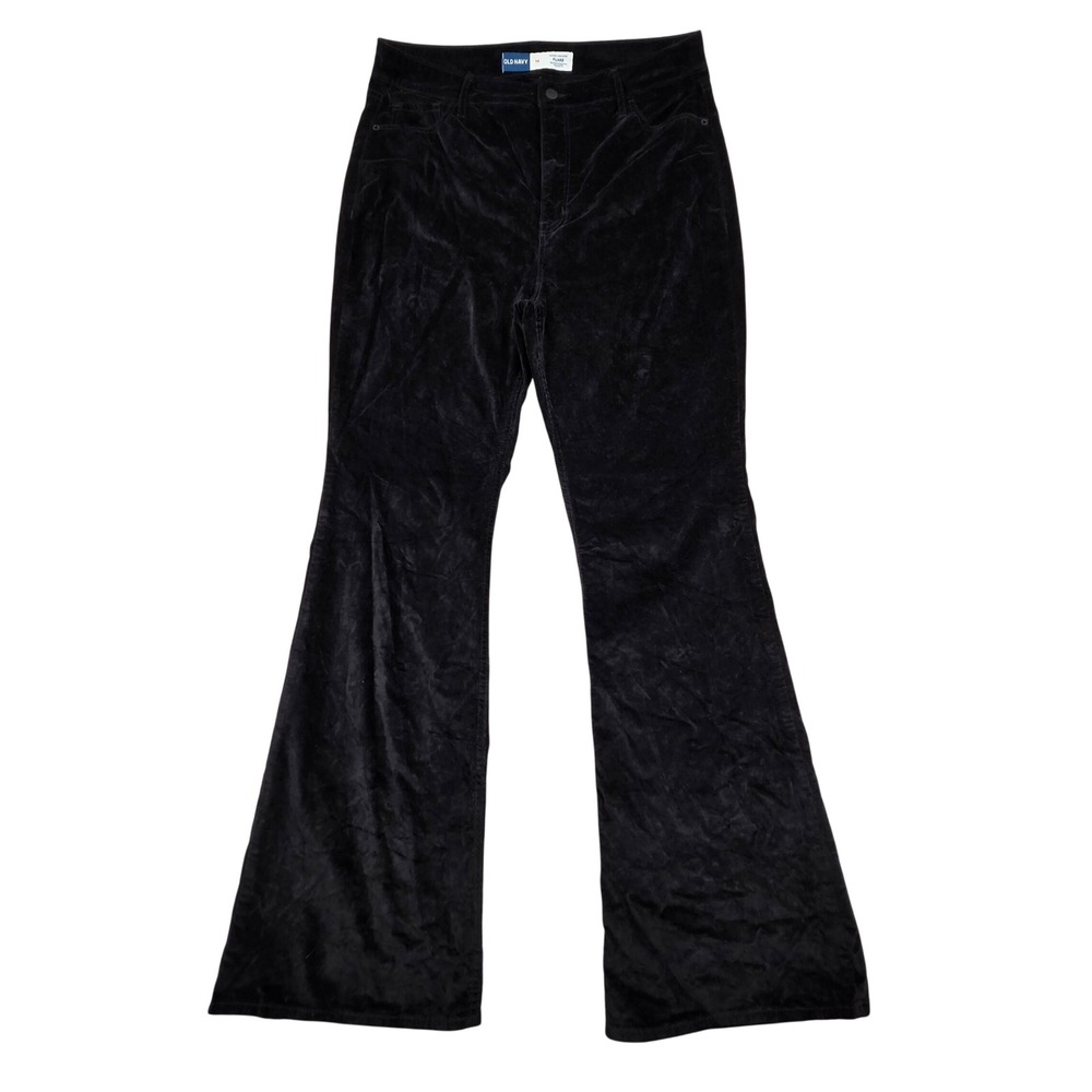 Old Navy Higher High Waisted Velvet Flare Pants Black Womens 14 (32x31)